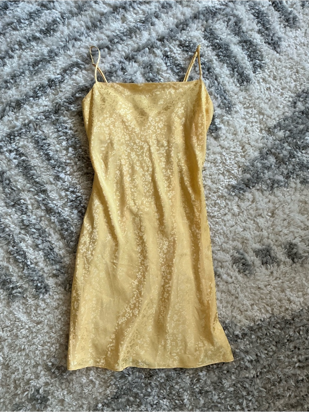 Altar'd State Yellow Floral Jacquard Slip Dress